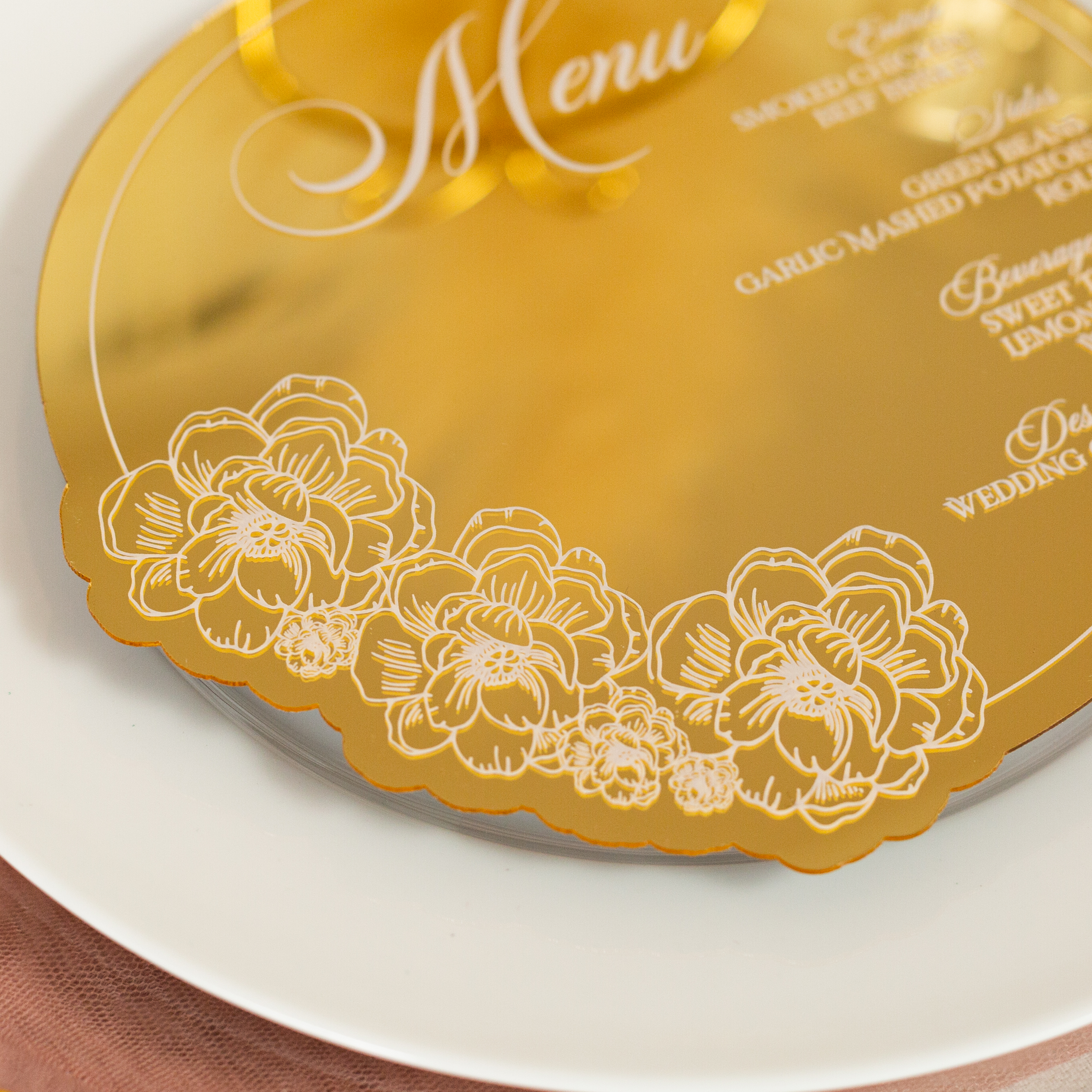 Elegante carta menu in plexiglass con specchio in oro rosa ACRC003 - Clicca l'immagine per chiudere