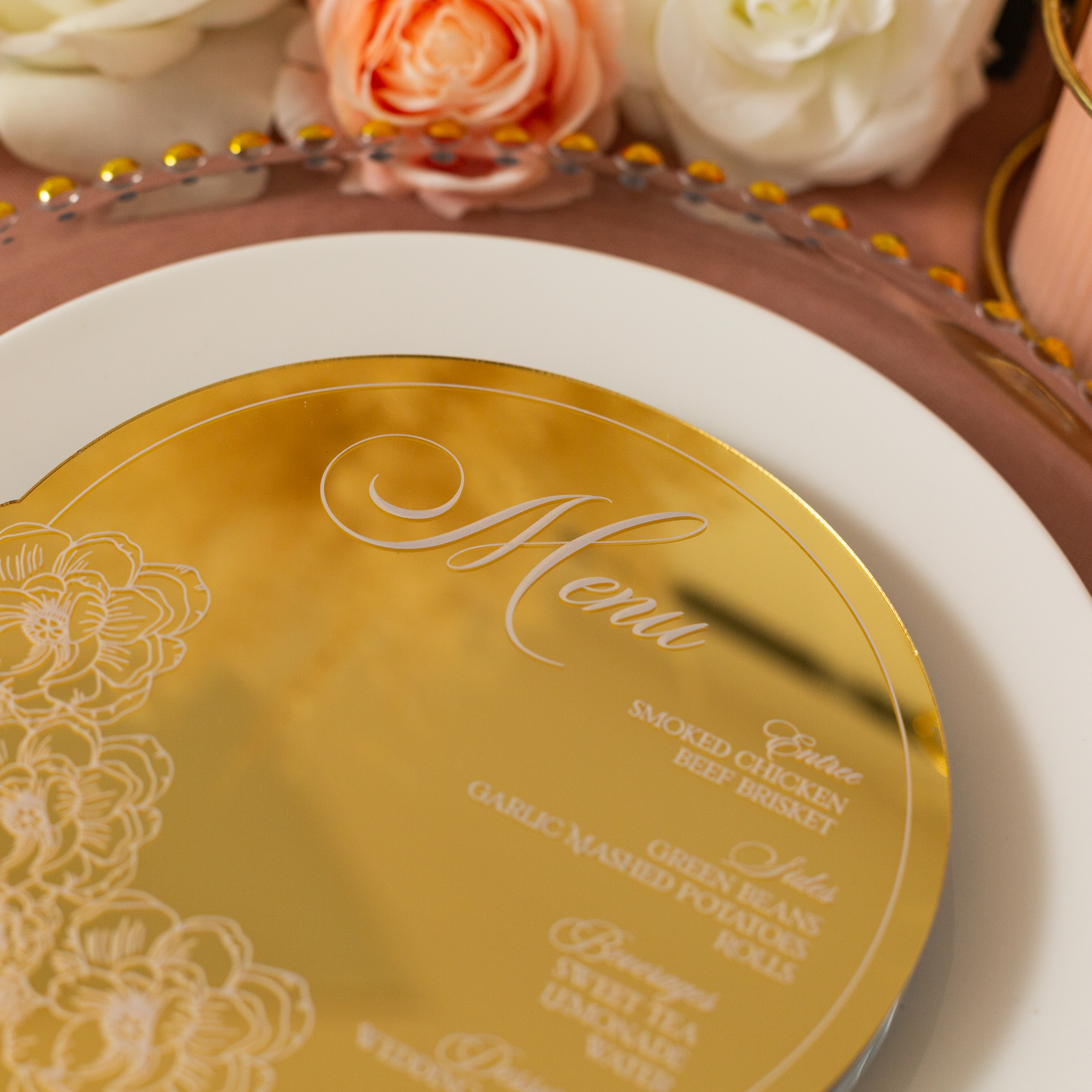 Elegante carta menu in plexiglass con specchio in oro rosa ACRC003 - Clicca l'immagine per chiudere