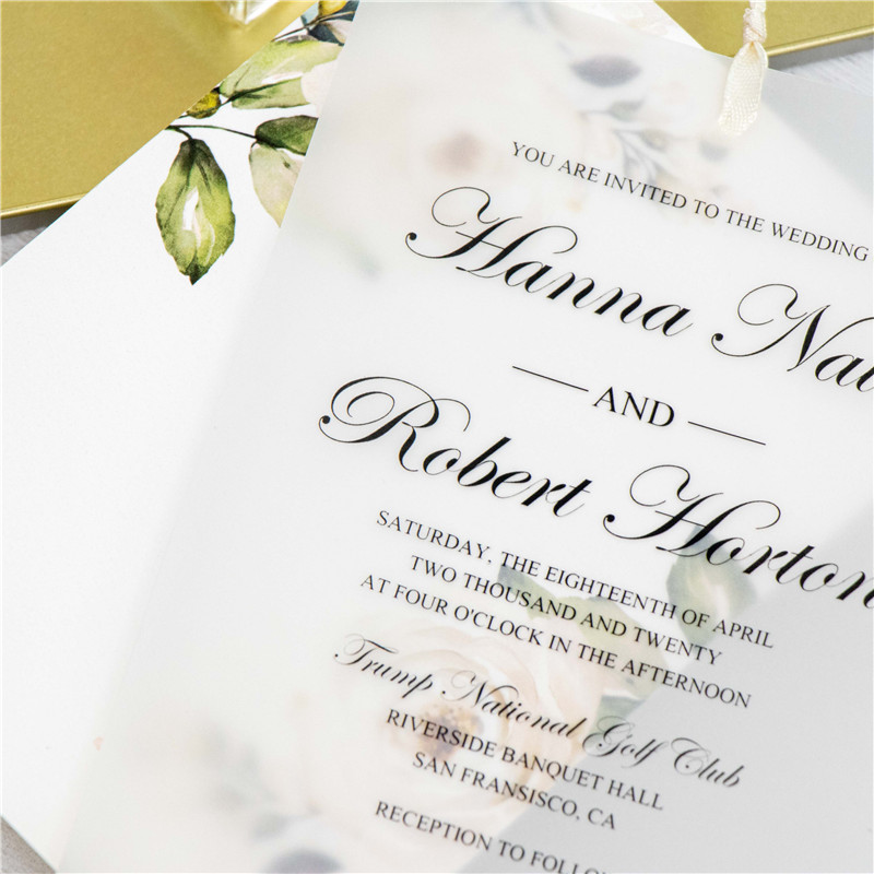 Invito a nozze elegante floreale a doppio strato in carta trasparente WDV0004 - Clicca l'immagine per chiudere