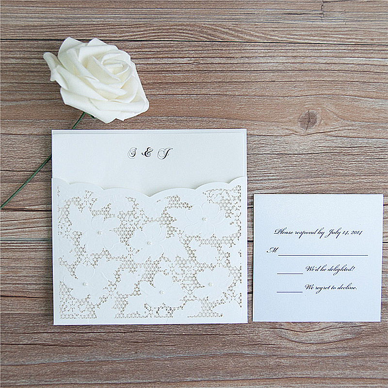 Con Tasca Fiori Perle Elegante Biglietto Matrimonio WPL0024 - Clicca l'immagine per chiudere