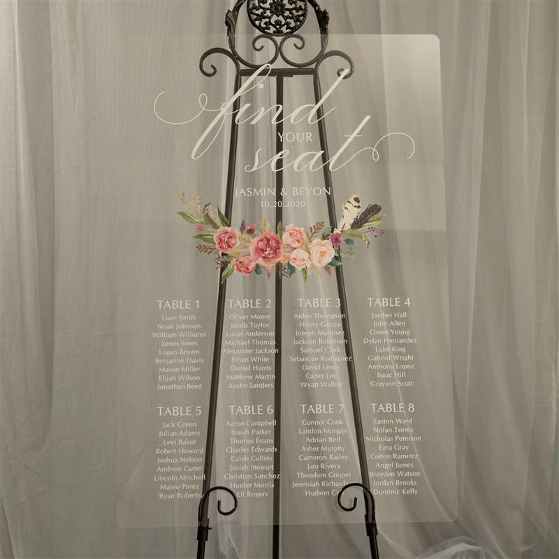 3mm Cartelli Plexiglass tableau di mariage YK024 - Clicca l'immagine per chiudere
