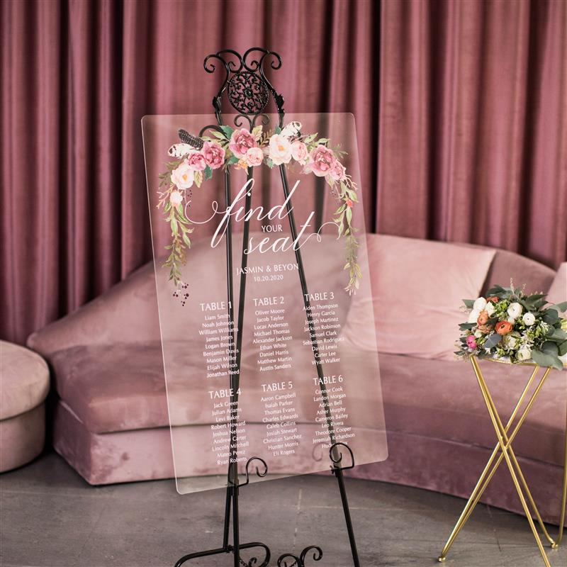 3mm Cartelli Plexiglass tableau di mariage YK025 - Clicca l'immagine per chiudere