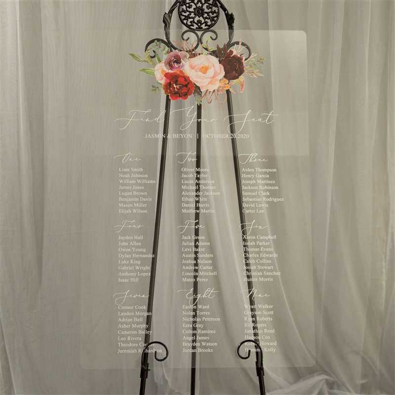 3mm Cartelli Plexiglass tableau di mariage YK026 - Clicca l'immagine per chiudere