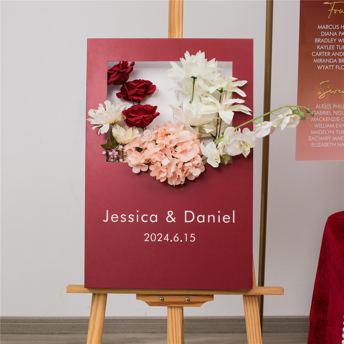 3mm Cartelli Plexiglass tableau di mariage con fiori YK072 - Clicca l'immagine per chiudere