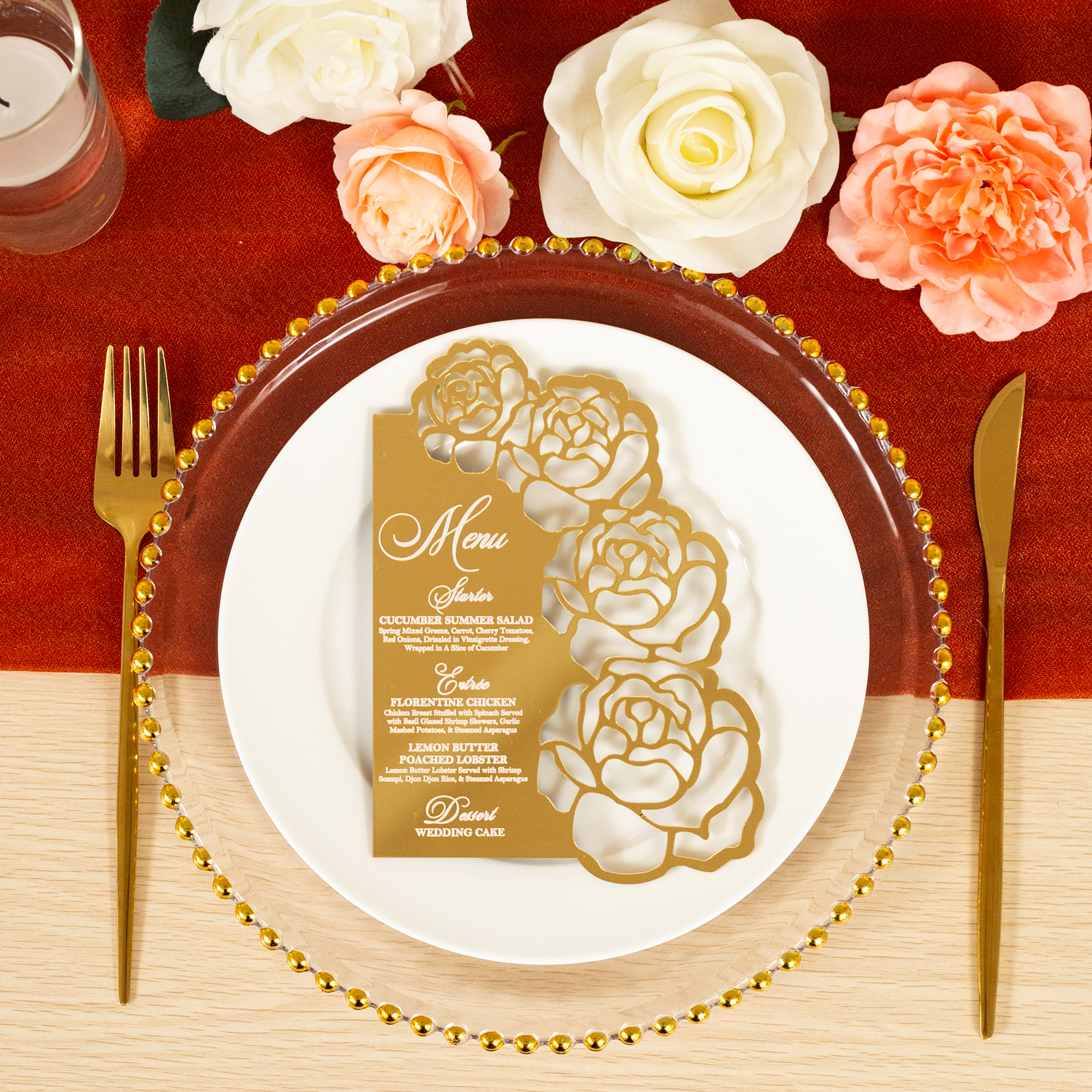 Menu personalizzato in plexiglass con specchio taglio laser ACRC002