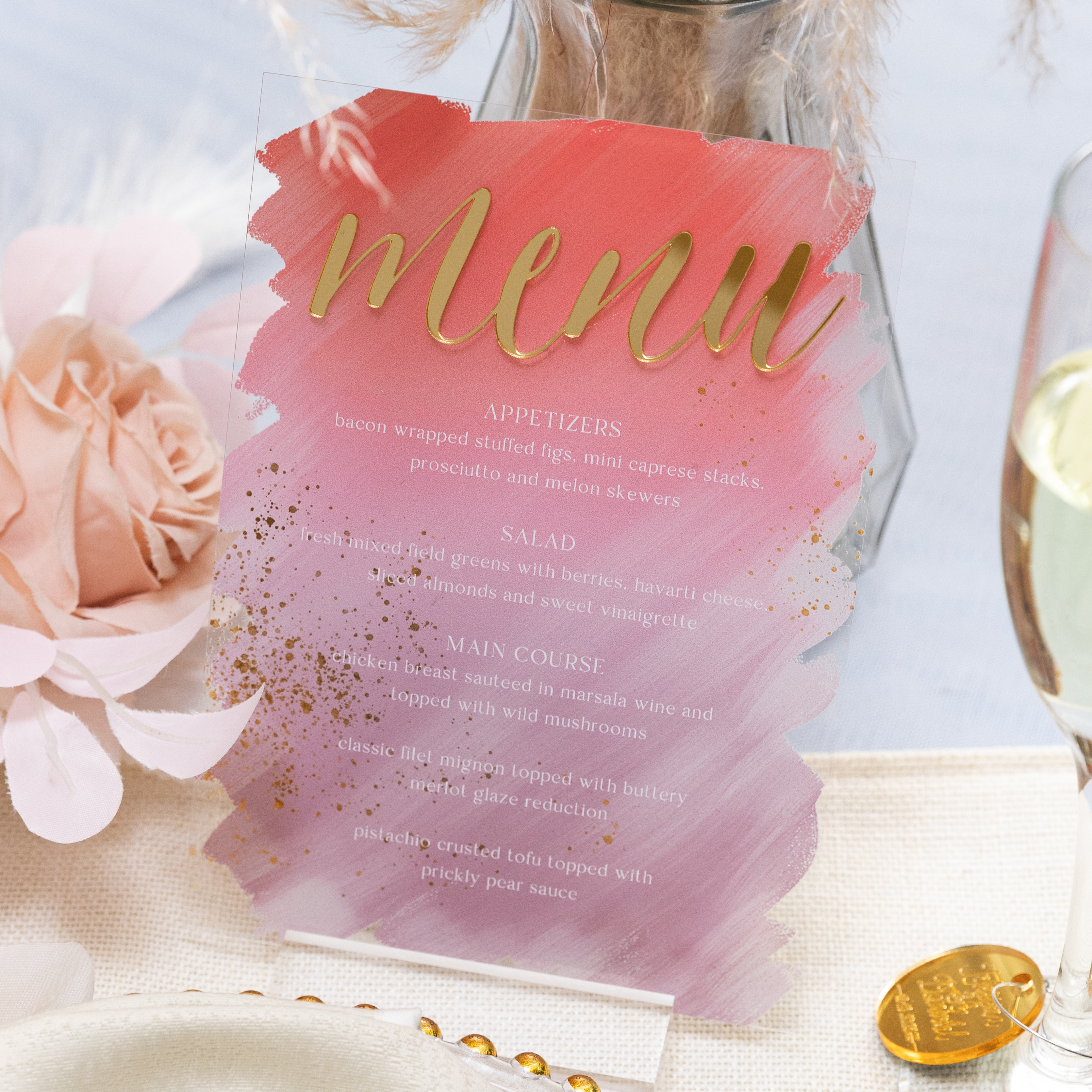 Eleganti menu con pittura ad acquerello con nome 3D ACRC010