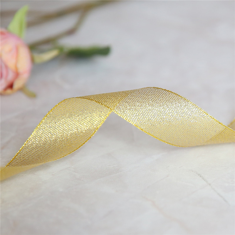 HEALLILY Nastri glitter oro Nastri metallici in organza per creazione di archi per capelli 2 rotoli 