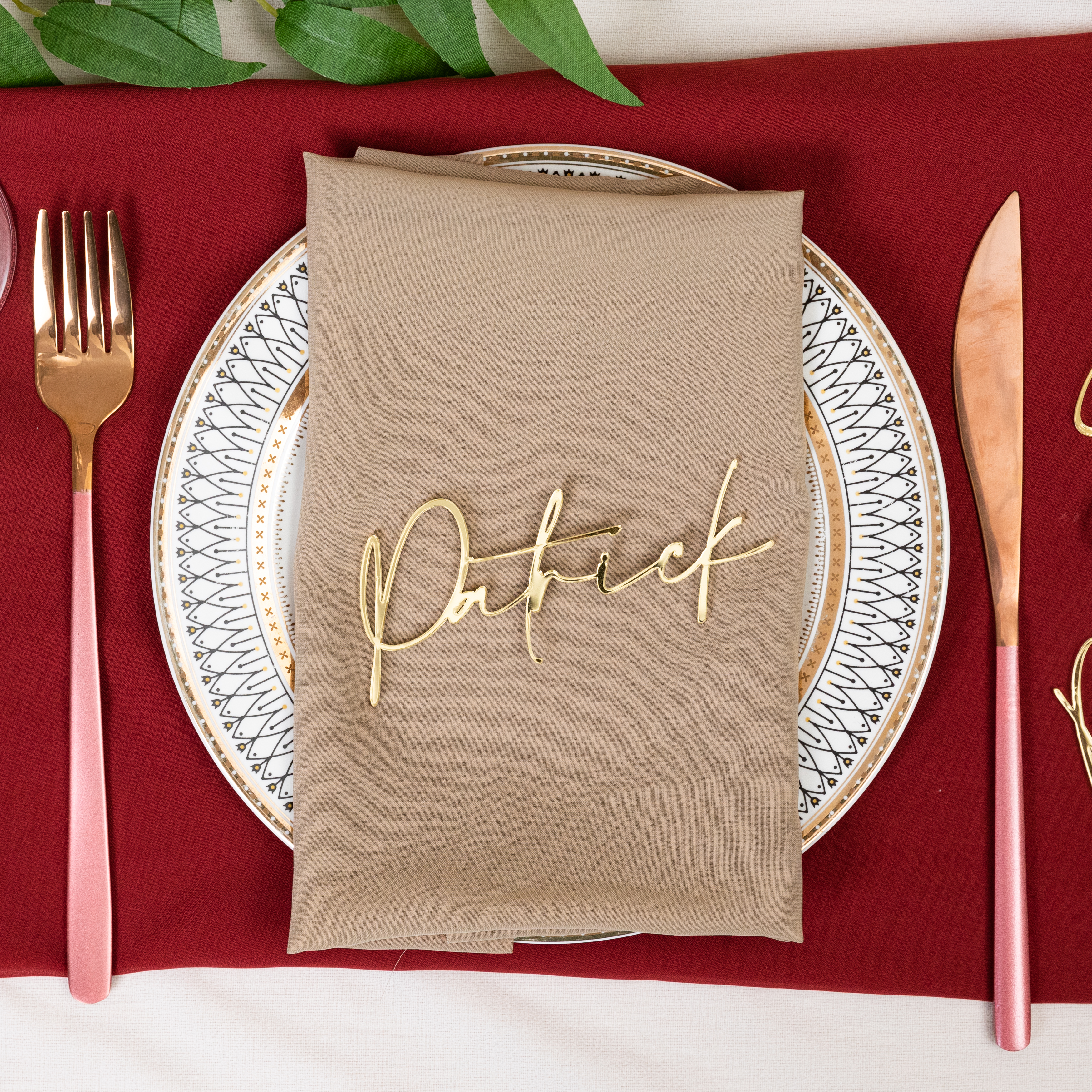 Segnaposto per matrimonio di lusso con specchio dorato Nomi CNSP003
