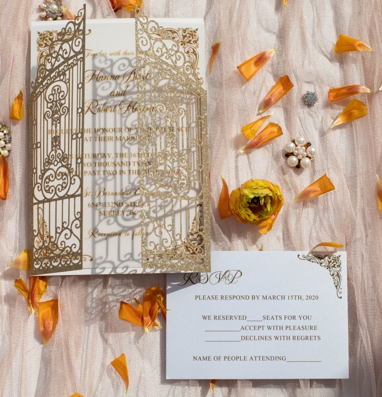 Partecipazione Carta Glitter Cancello WPL0172G