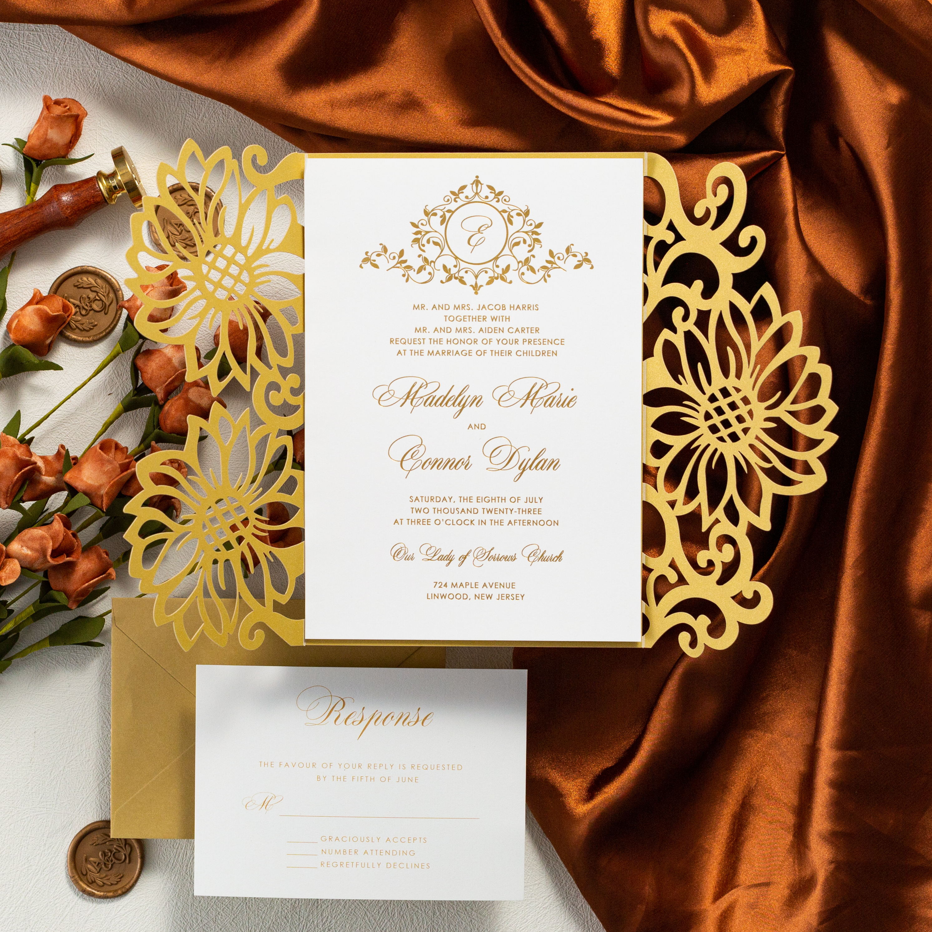 Invito Nozze Moderno Con Astuccio Laser Cut WPL0216