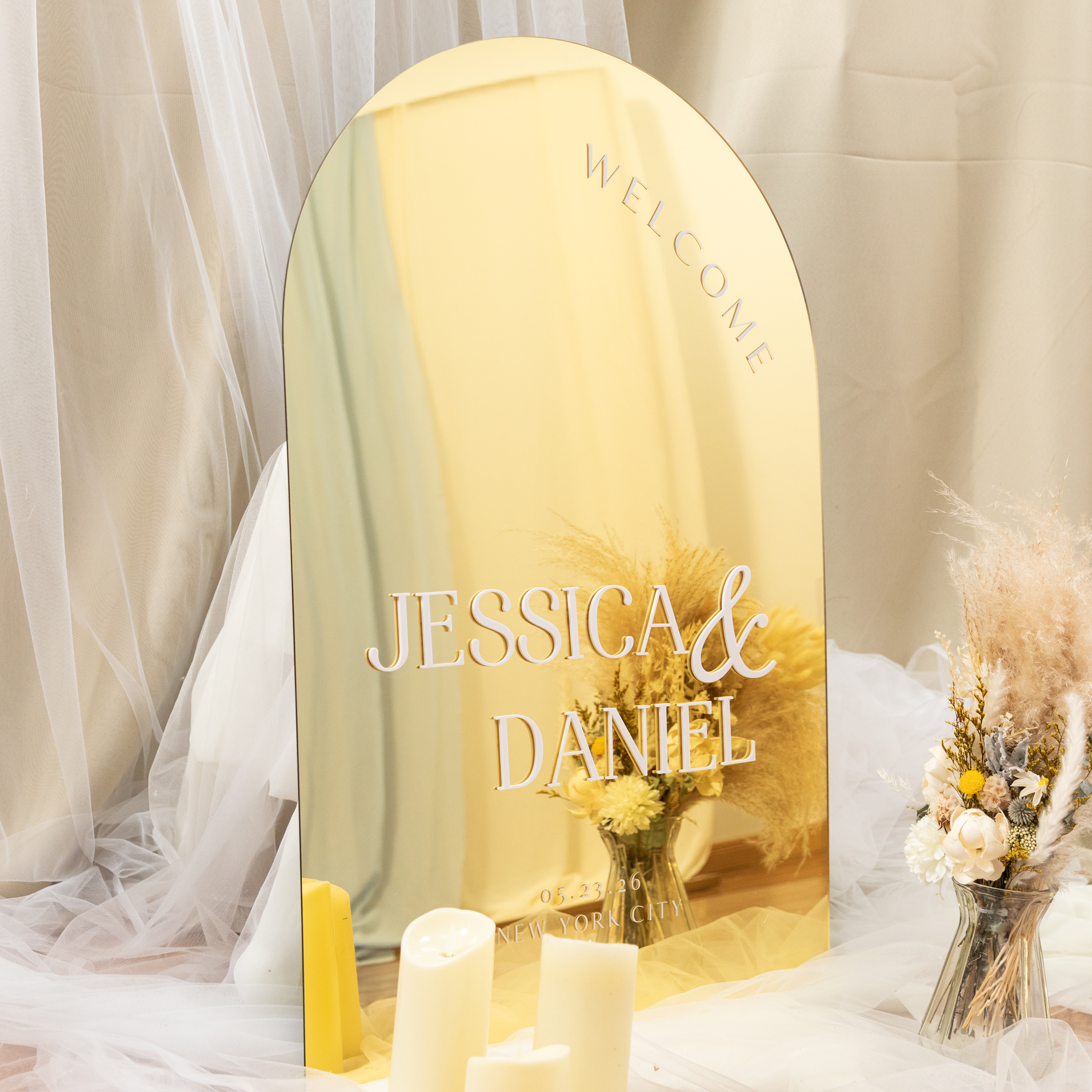 3mm Cartelli Plexiglass tableau di mariage con nome 3D YK068
