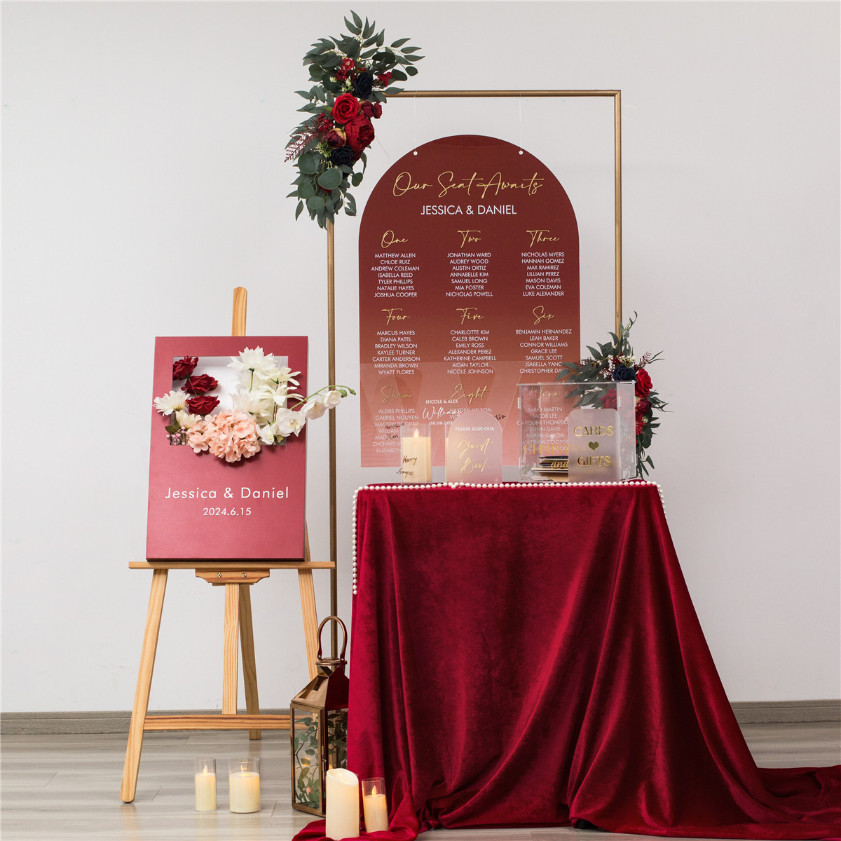 3mm Cartelli Plexiglass tableau di mariage con fiori YK072