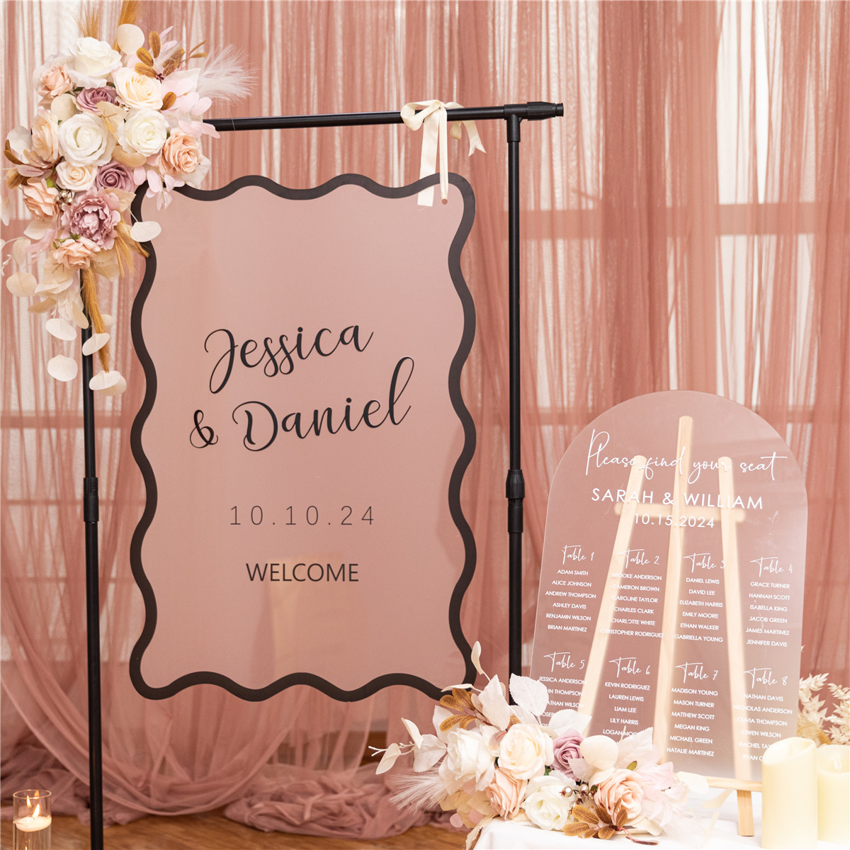3mm Cartelli Plexiglass tableau di mariage con nome 3D YK084