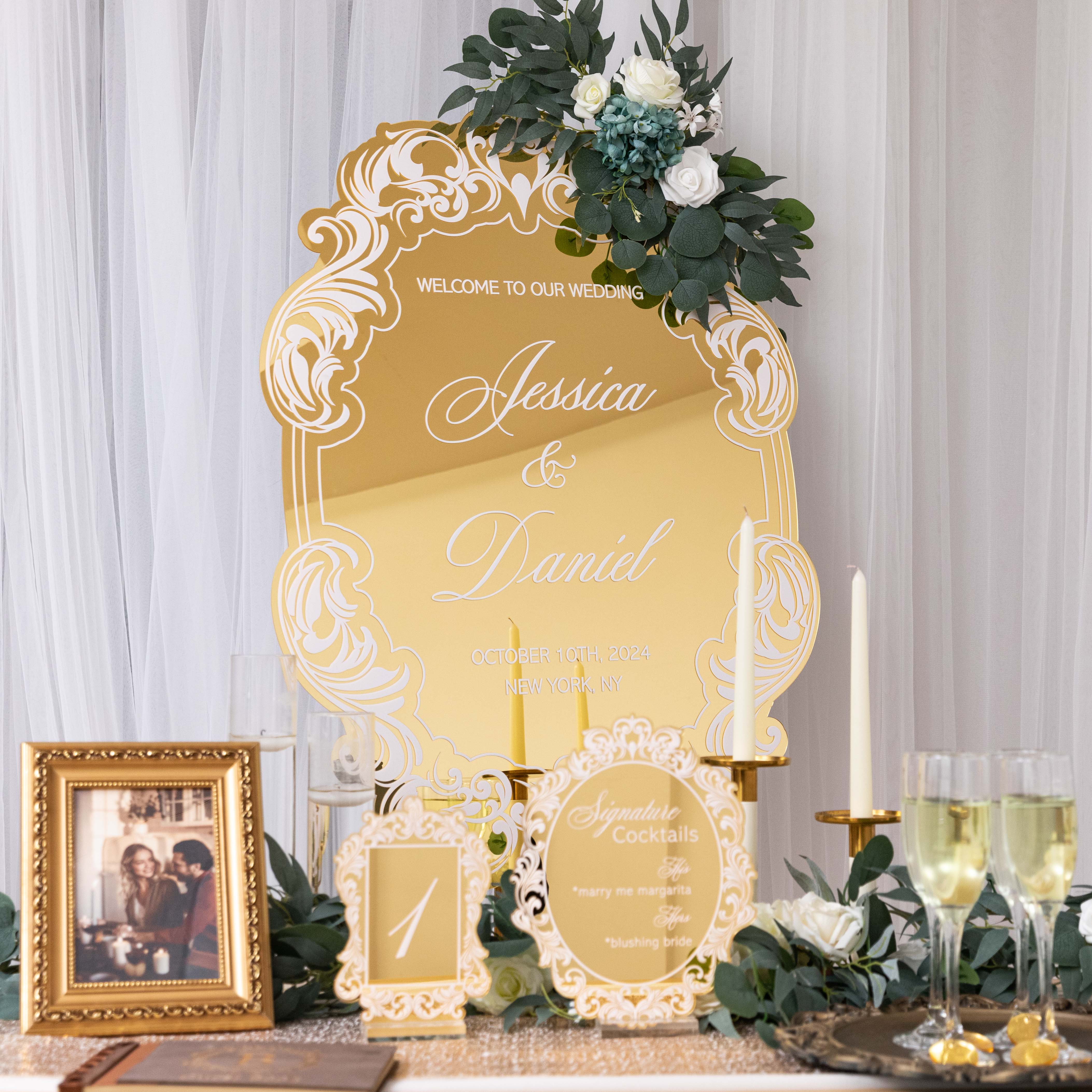 3mm Cartelli Plexiglass tableau di mariage con nome 3D YK087