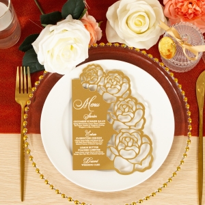 Menù in Acrilico Specchiato Personalizzato Tagliato al Laser con Inchiostro Bianco ACRC002