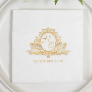 Tovagliolo classico con monogramma in lamina NPK001
