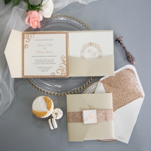 Elegante invito a nozze a tasca quadrato WPFD2118
