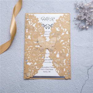 Partecipazione di nozze romantica con farfalla WPL0073
