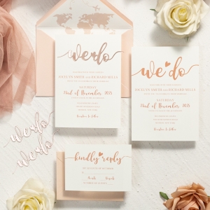 Eleganti lettere in acrilico 3D "We Do" – Partecipazioni di nozze con stampa digitale WSNT026