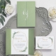 Invito con Foglie ad Acquerello, Elegante e Fantasioso, con Nome Personalizzato in 3D WSNT008