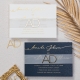 Set di inviti dal design raffinato con tag portanome personalizzato color oro — WSNT016
