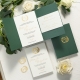 Invito di Nozze a Tre Ante, Elegante e Semplice, color Verde Smeraldo con Monogramma Acrilico 3D WSNT032