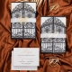 Elegante set di inviti con apertura a cancello nera e iniziali 3D dorate personalizzate WSNT036